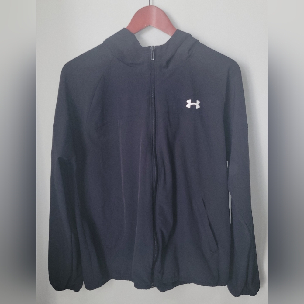 Womens Black Under Armour Storm Training Woven Hooded Jacket. Size Large